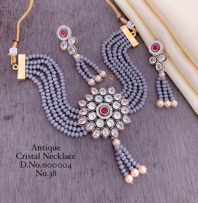 18 Antique Designer Crystal Necklace Set Wholesale Shop In Surat
